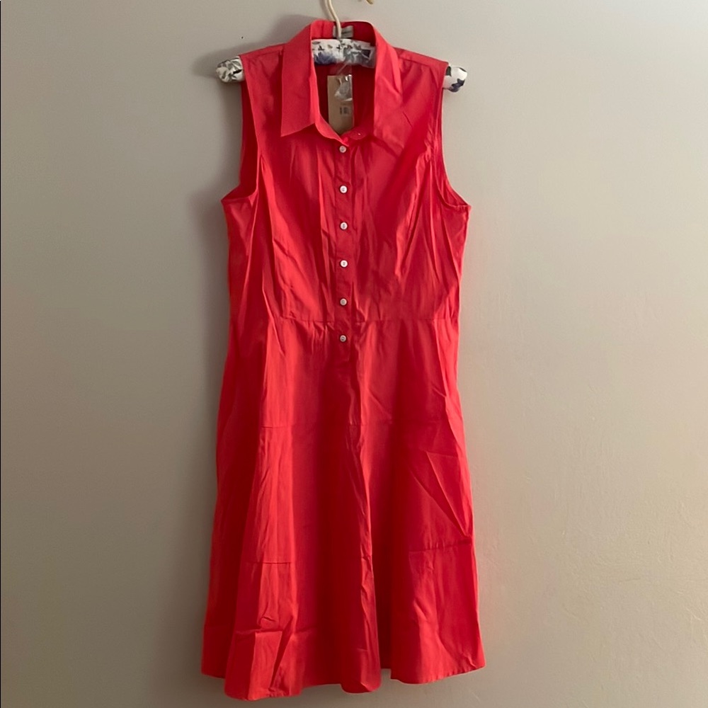Daniel Cremieux Red Sleeveless Polo Collar Midi Dress